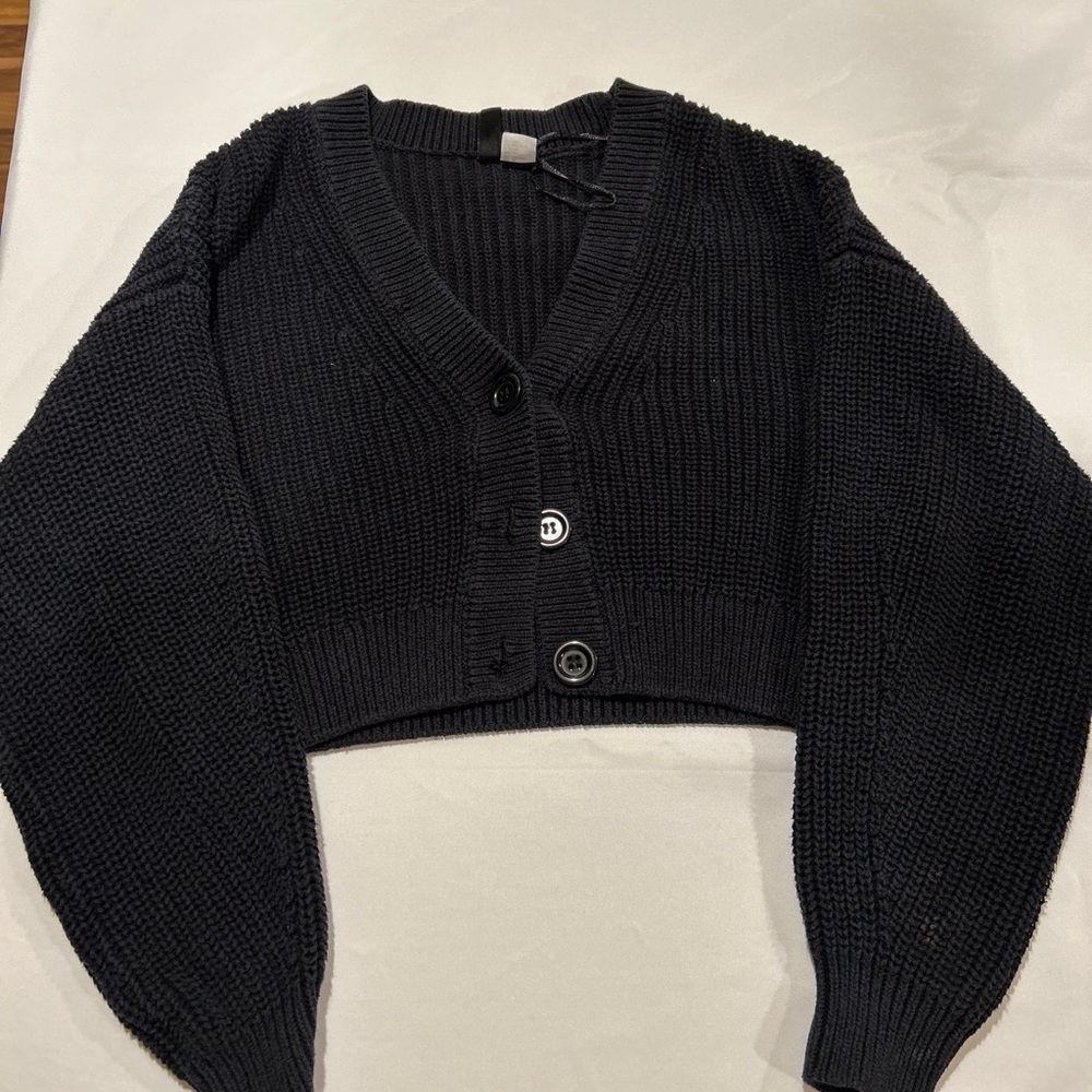 Black Knit Button-Up Cardigan
